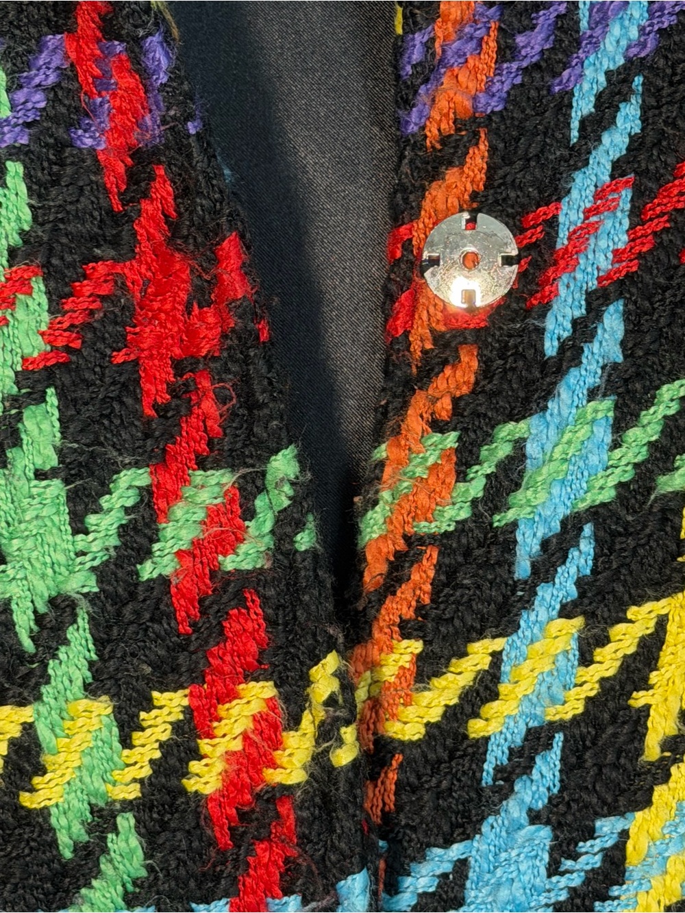Lola + The Boys Rainbow Houndstooth Oversized Jacket Coat Size 10 - Picture 6 of 12